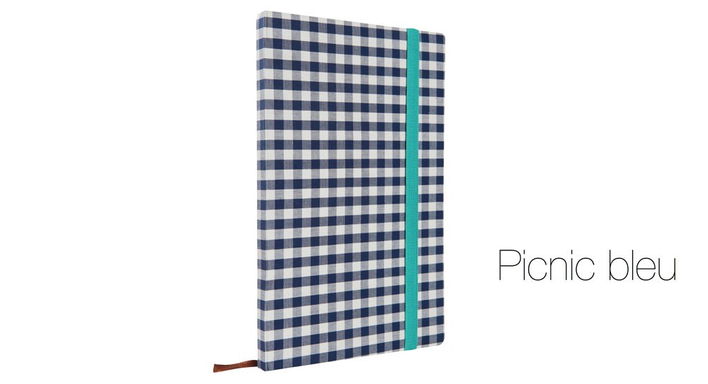 Striiiipes - 6 - Fabric Notebook - PicNic Bleu