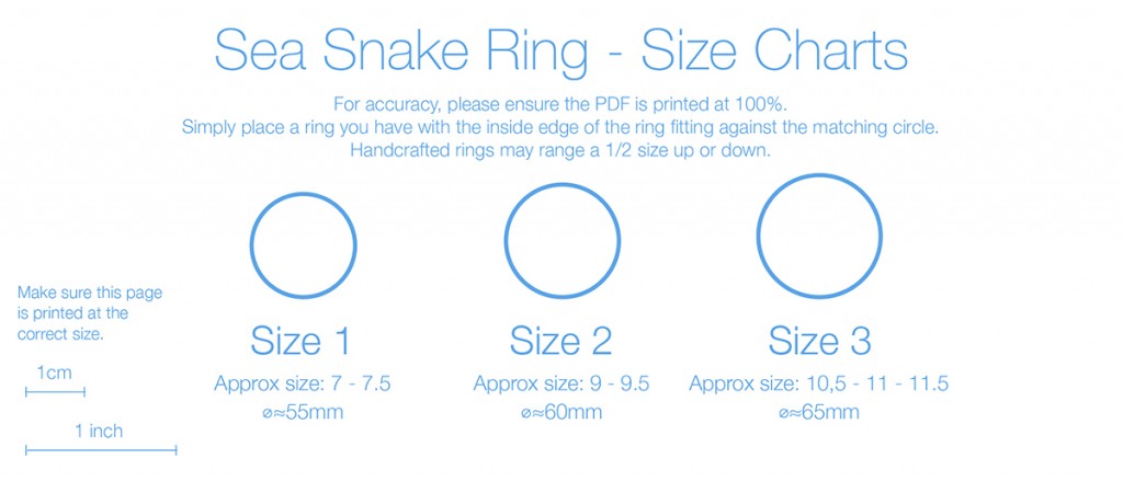 Sea Snake rings - Size charts - picture