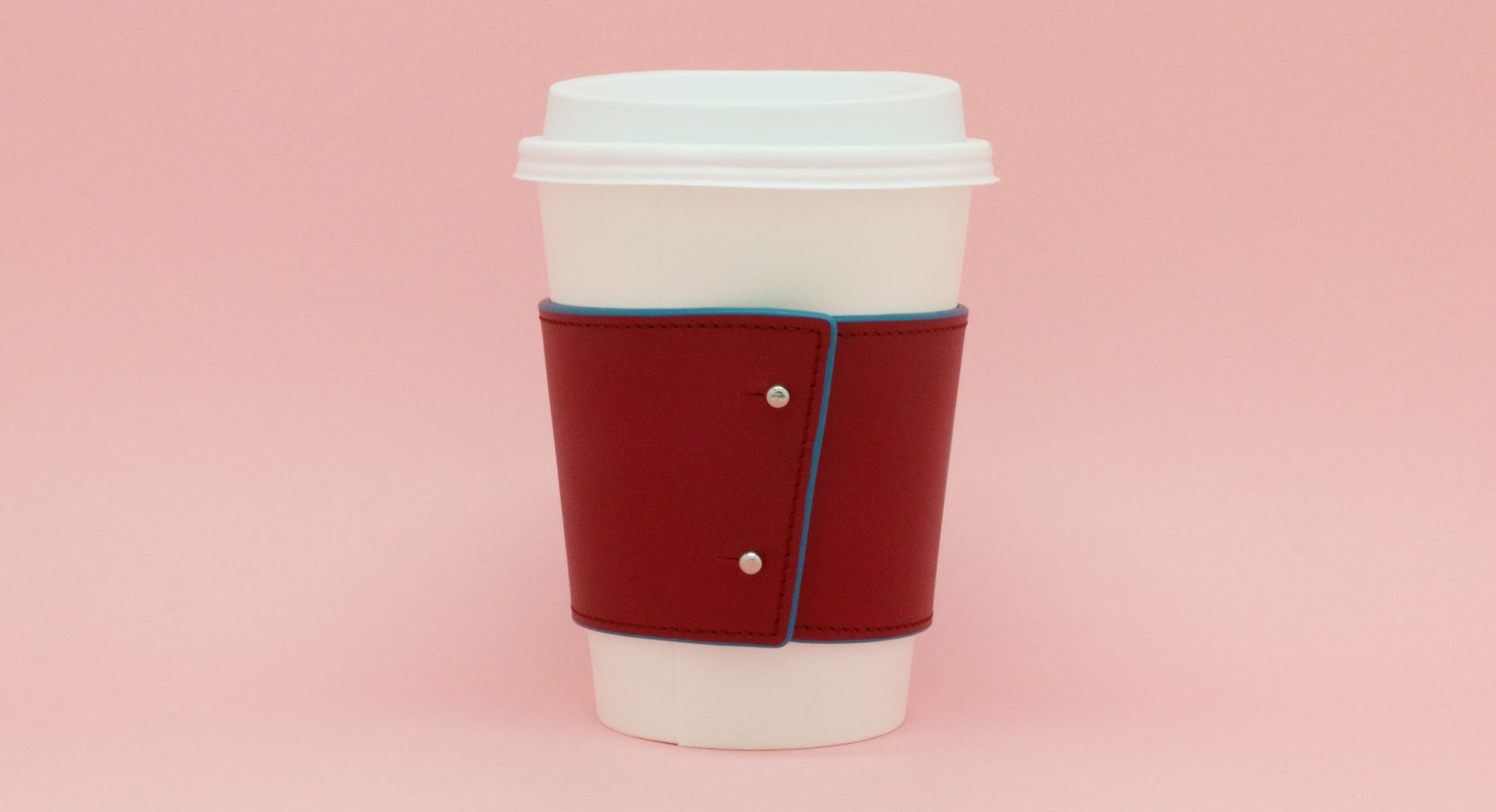 Pink Leather Coffee Cup Holder - Striiiipes