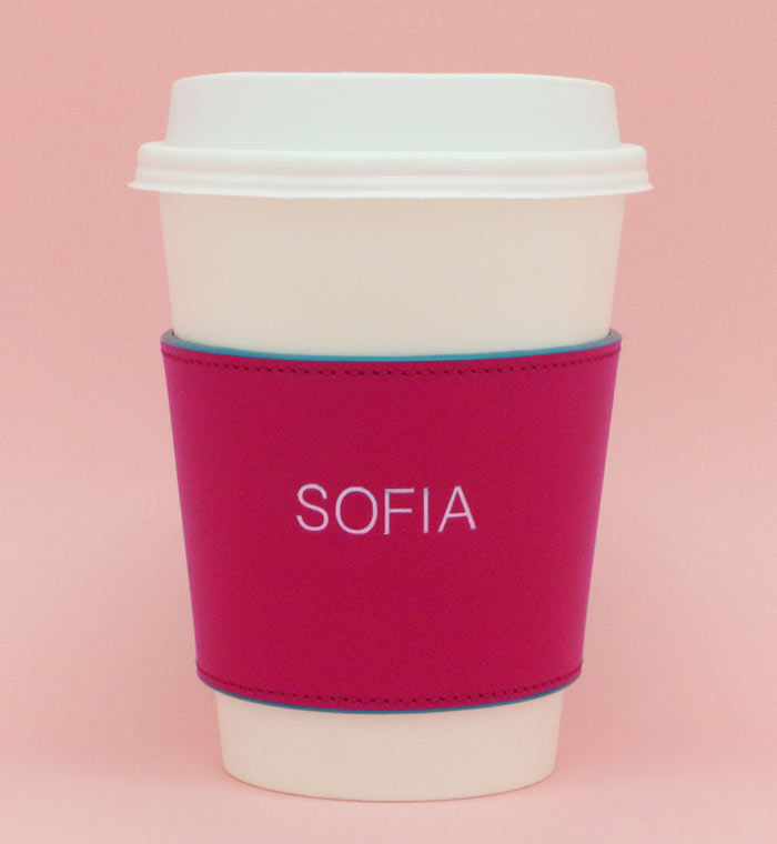 Pink Leather Coffee Cup Holder - Striiiipes